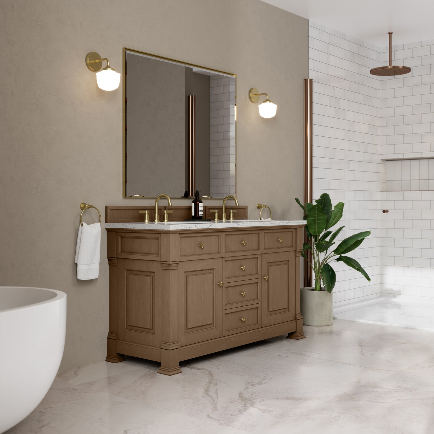 James Martin Brookfield 60" Double Vanity with 3 CM Countertop & FreePower Wireless Charger