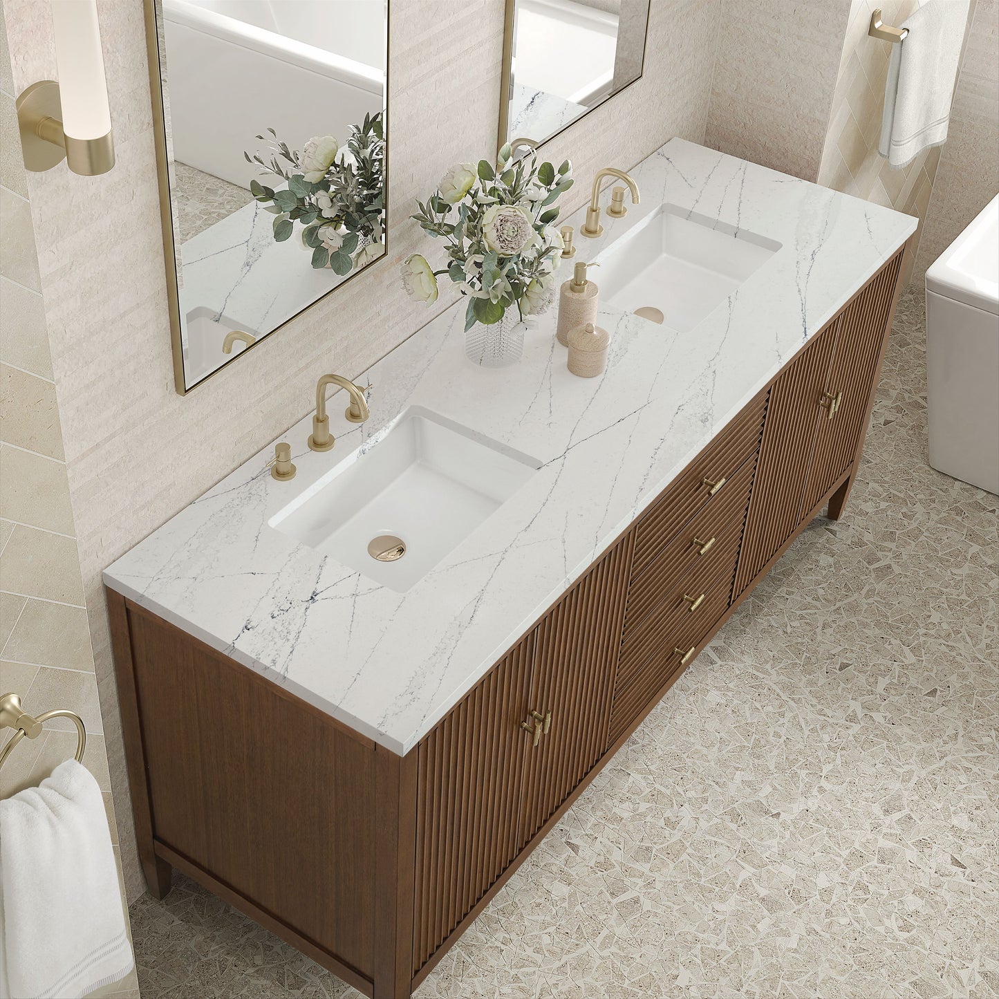 James Martin Myrrin 72" Double Vanity with 3 CM Countertop