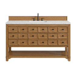James Martin Malibu 60" Single Vanity, Amber Birch with 3 CM Countertop & FreePower Wireless Charger