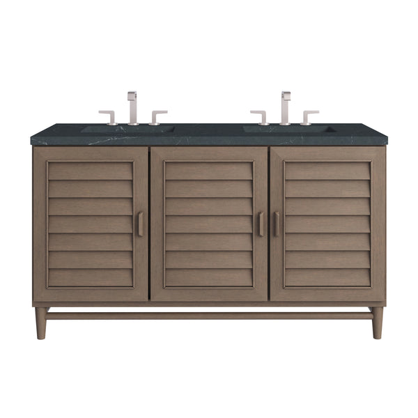 James Martin Portland 60" Double Vanity Whitewashed Walnut with 3 CM Countertop