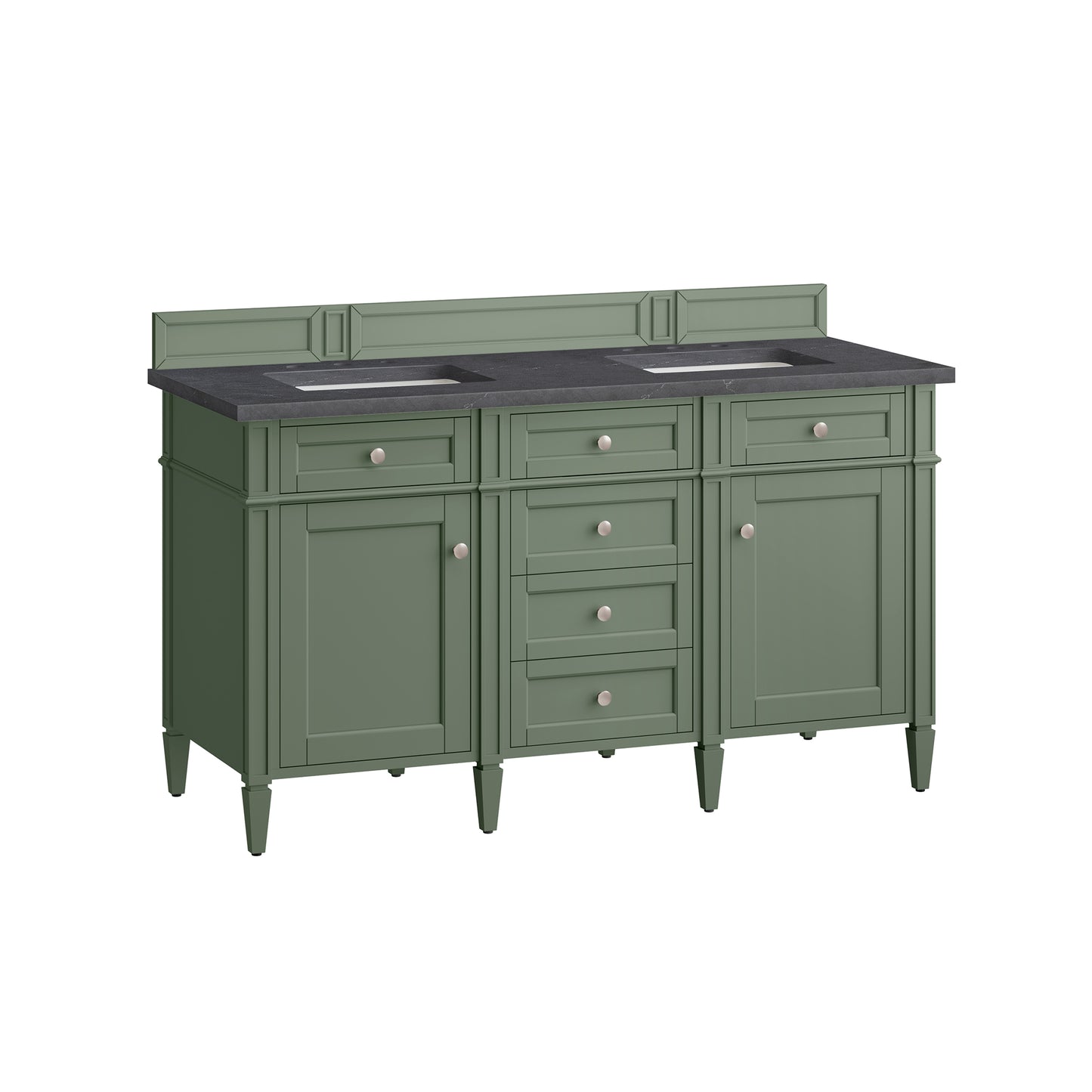 James Martin Brittany 60" Double Vanity, Smokey Celadon - Luxe Bathroom Vanities