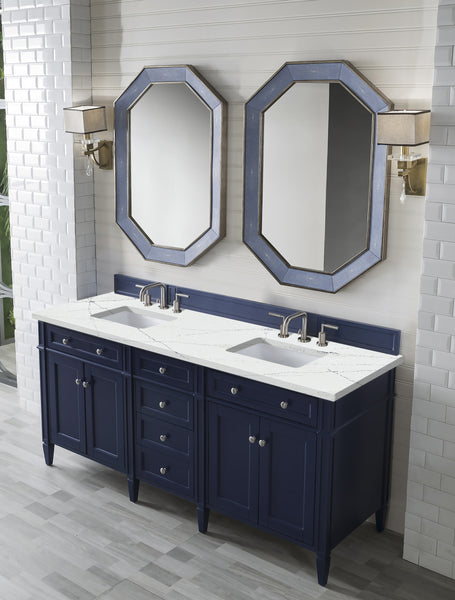 James Martin Brittany 72" Double Vanity with 3 CM Countertop & FreePower Wireless Charger