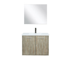 Lexora Collection Fairbanks 30 inch Rustic Acacia Bath Vanity, Cultured Marble Top, Faucet Set and 28 inch Mirror - Luxe Bathroom Vanities