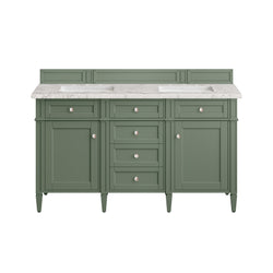 James Martin Brittany 60" Double Vanity, Smokey Celadon - Luxe Bathroom Vanities