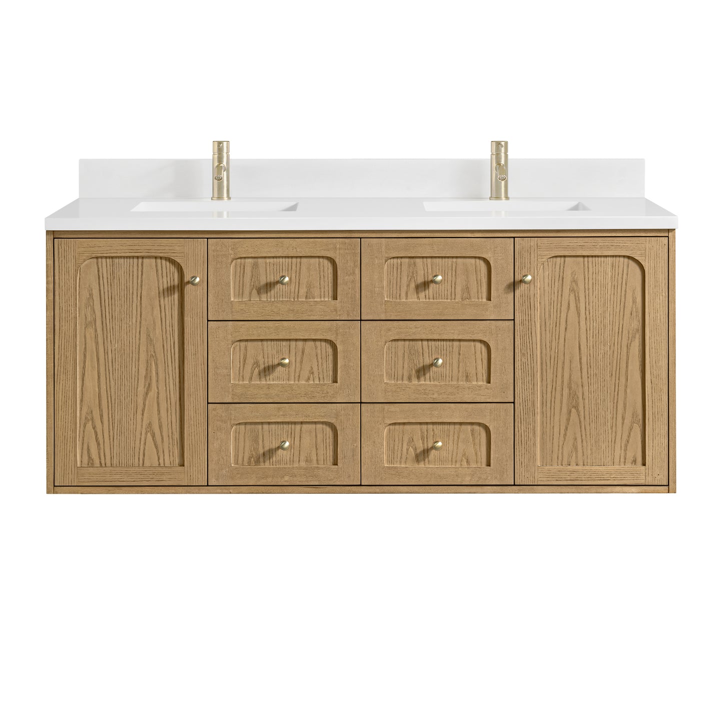 James Martin Laurent 60" Double Vanity with Single Hole 3 CM White Zeus Silestone Top & Matching Backsplash