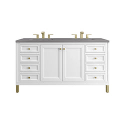 James Martin Chicago 60" Double Vanity, Glossy White - Luxe Bathroom Vanities