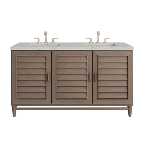 James Martin Portland 60" Double Vanity Whitewashed Walnut with 3 CM Countertop