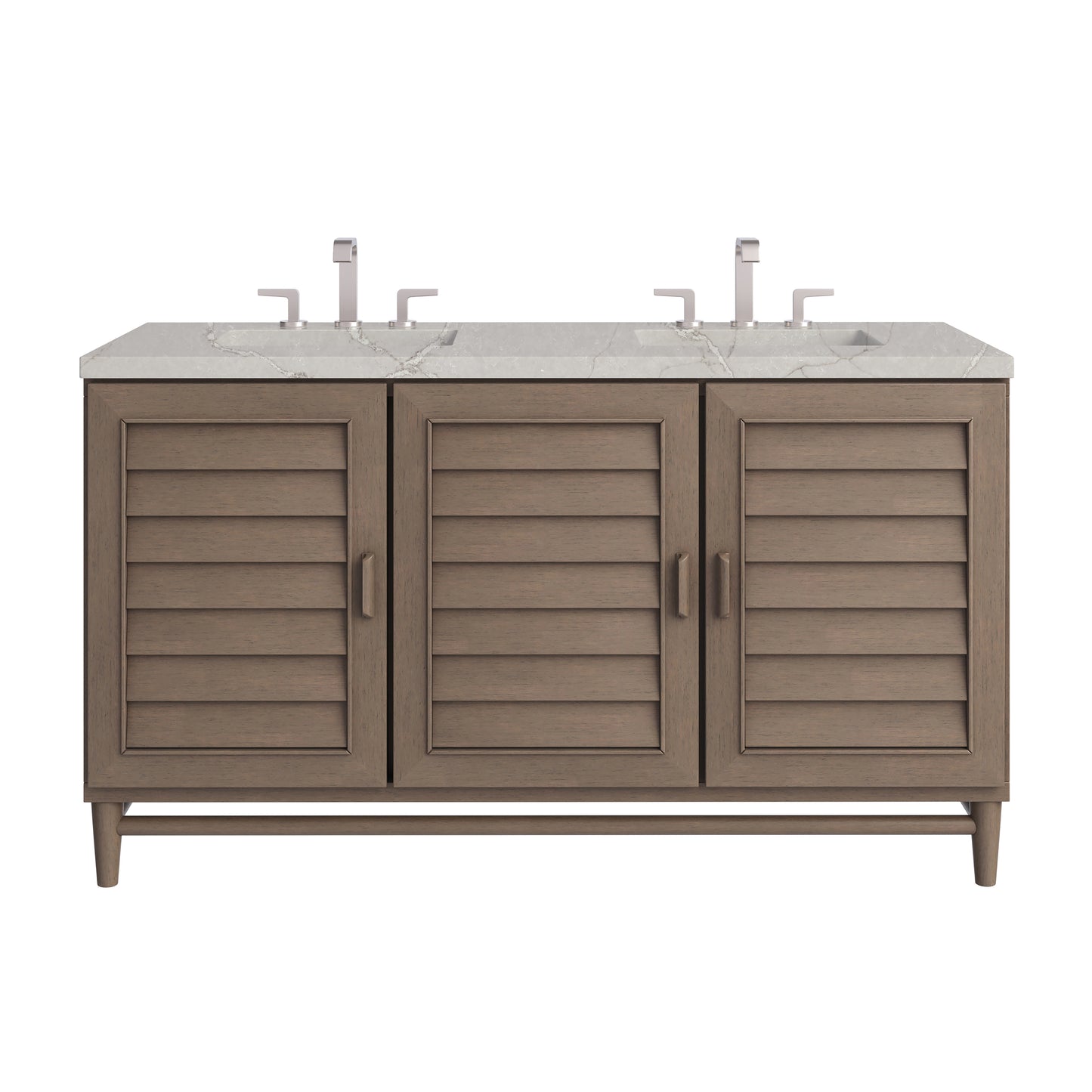 James Martin Portland 60" Double Vanity Whitewashed Walnut with 3 CM Countertop & FreePower Wireless Charger