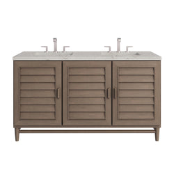 James Martin Portland 60" Double Vanity Whitewashed Walnut with 3 CM Countertop & FreePower Wireless Charger