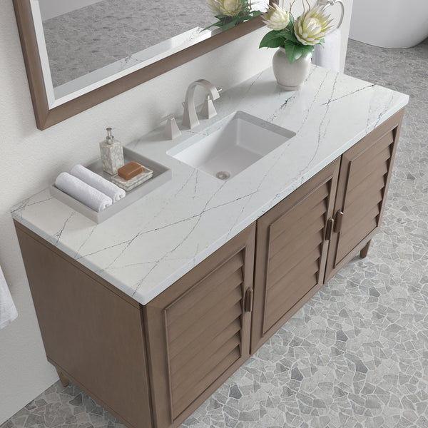 James Martin Portland 60" Single Vanity Whitewashed Walnut with 3 CM Countertop