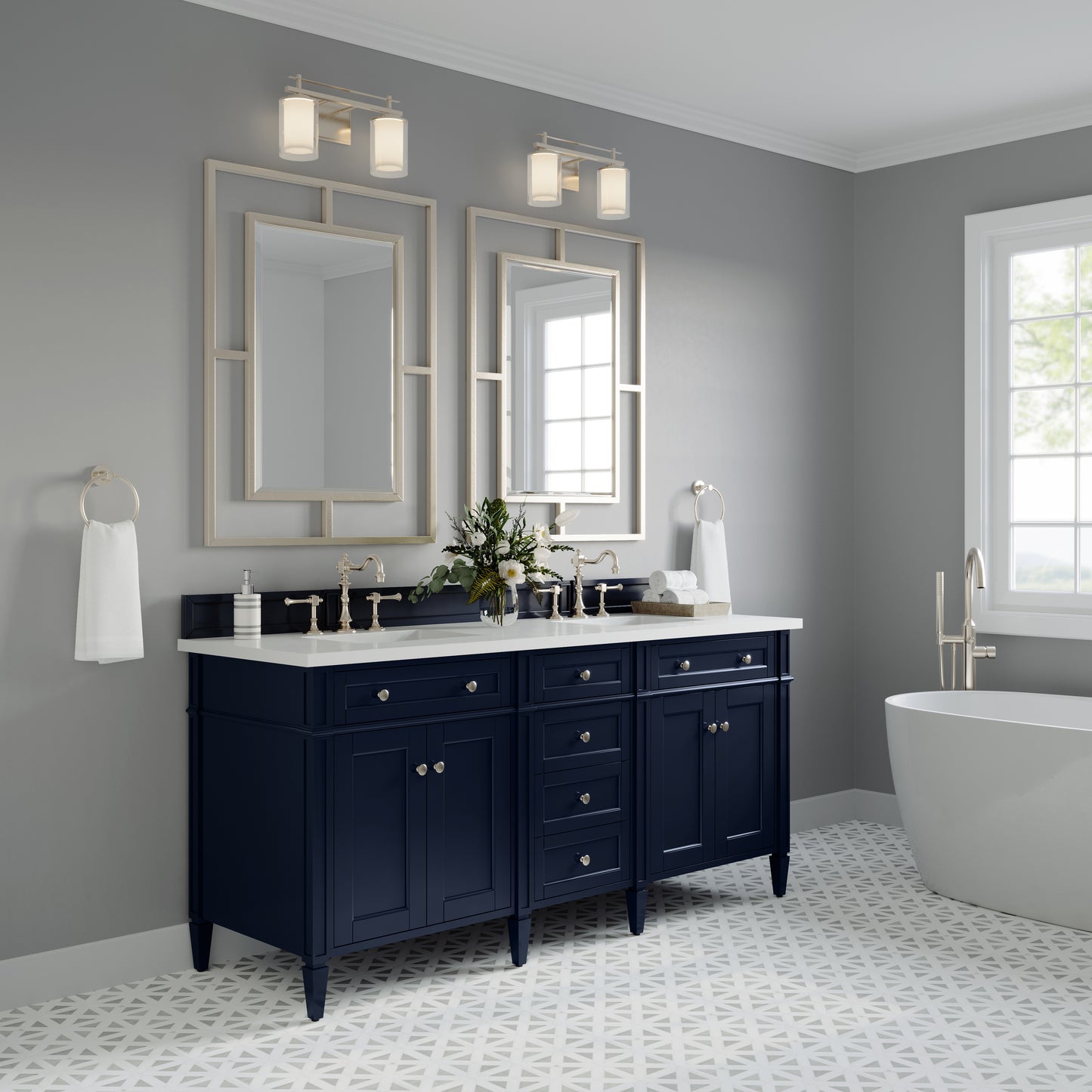 James Martin Brittany 72" Double Vanity with 3 CM Countertop