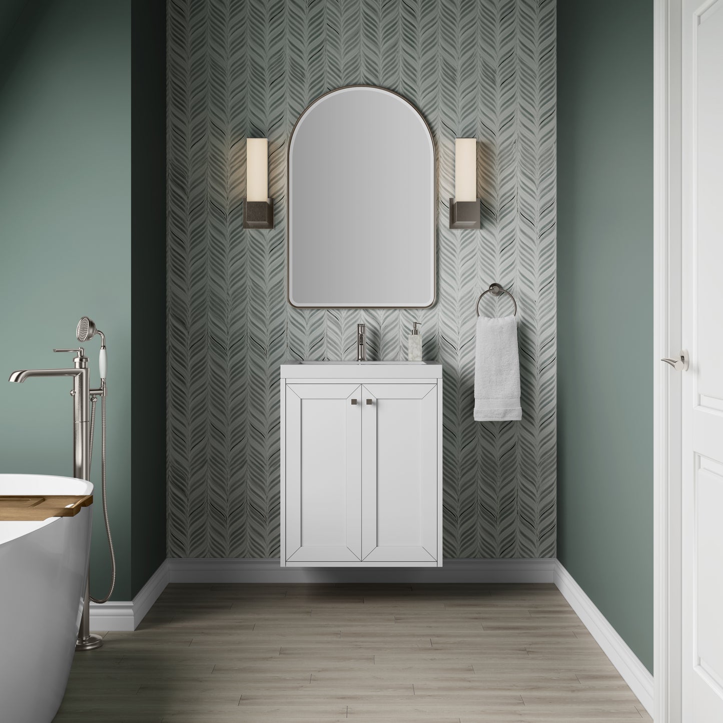 James Martin Chianti Single Floating Vanity with White Glossy Composite Stone Top