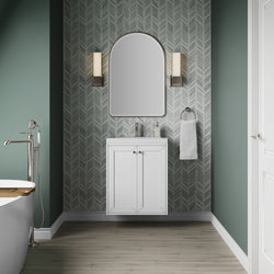 James Martin Chianti Single Floating Vanity with White Glossy Composite Stone Top