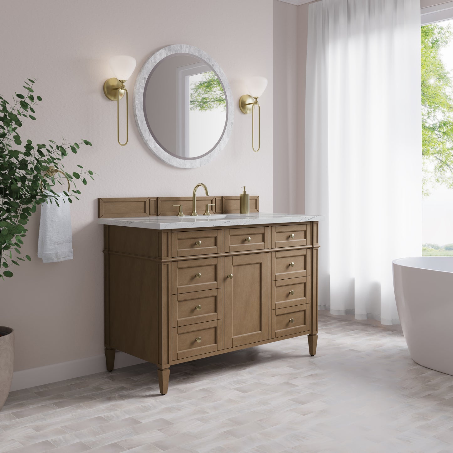 James Martin Brittany 48" Single Vanity with 3 CM Countertop & FreePower Wireless Charger