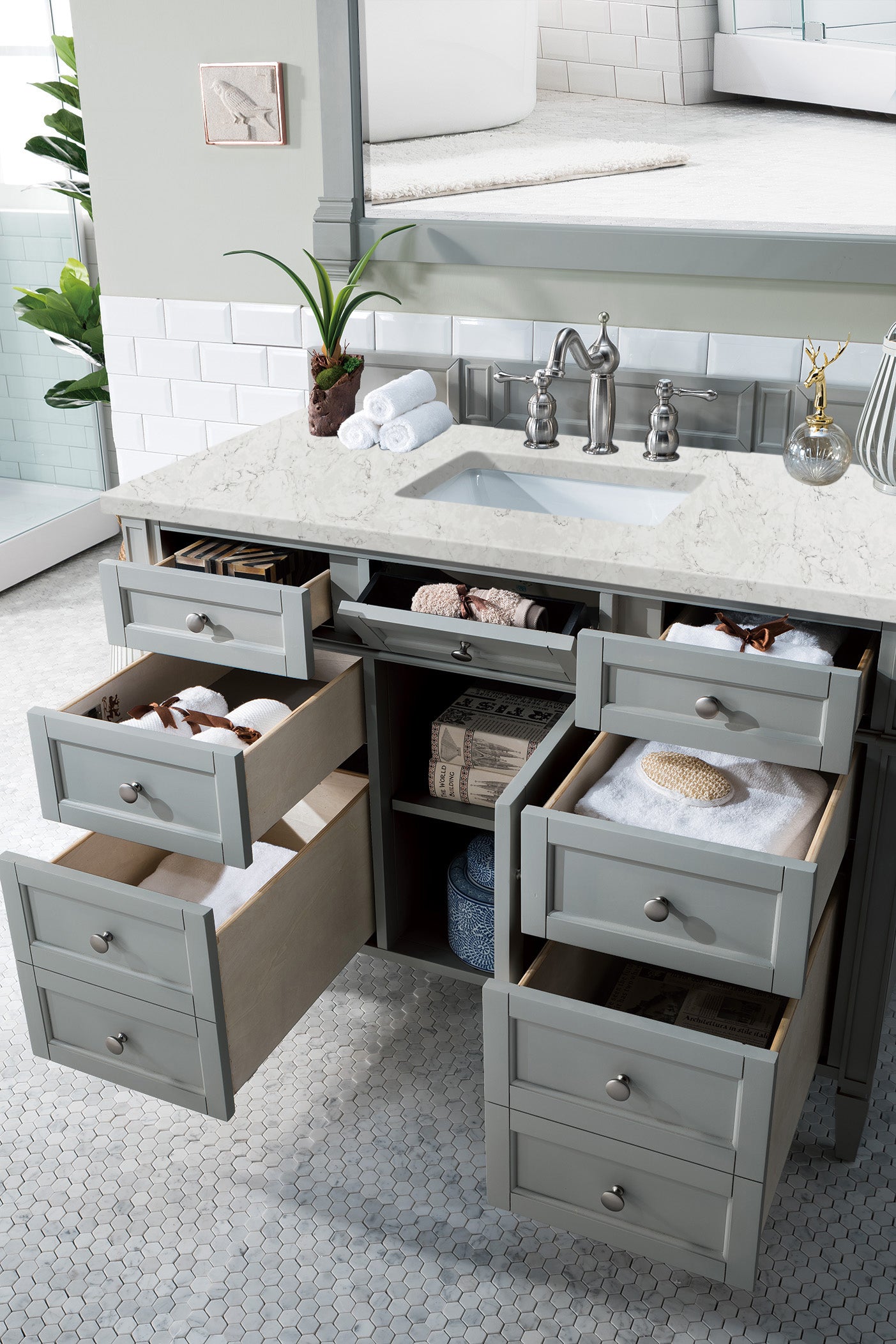 James Martin Brittany 48" Single Vanity with 3 CM Countertop & FreePower Wireless Charger