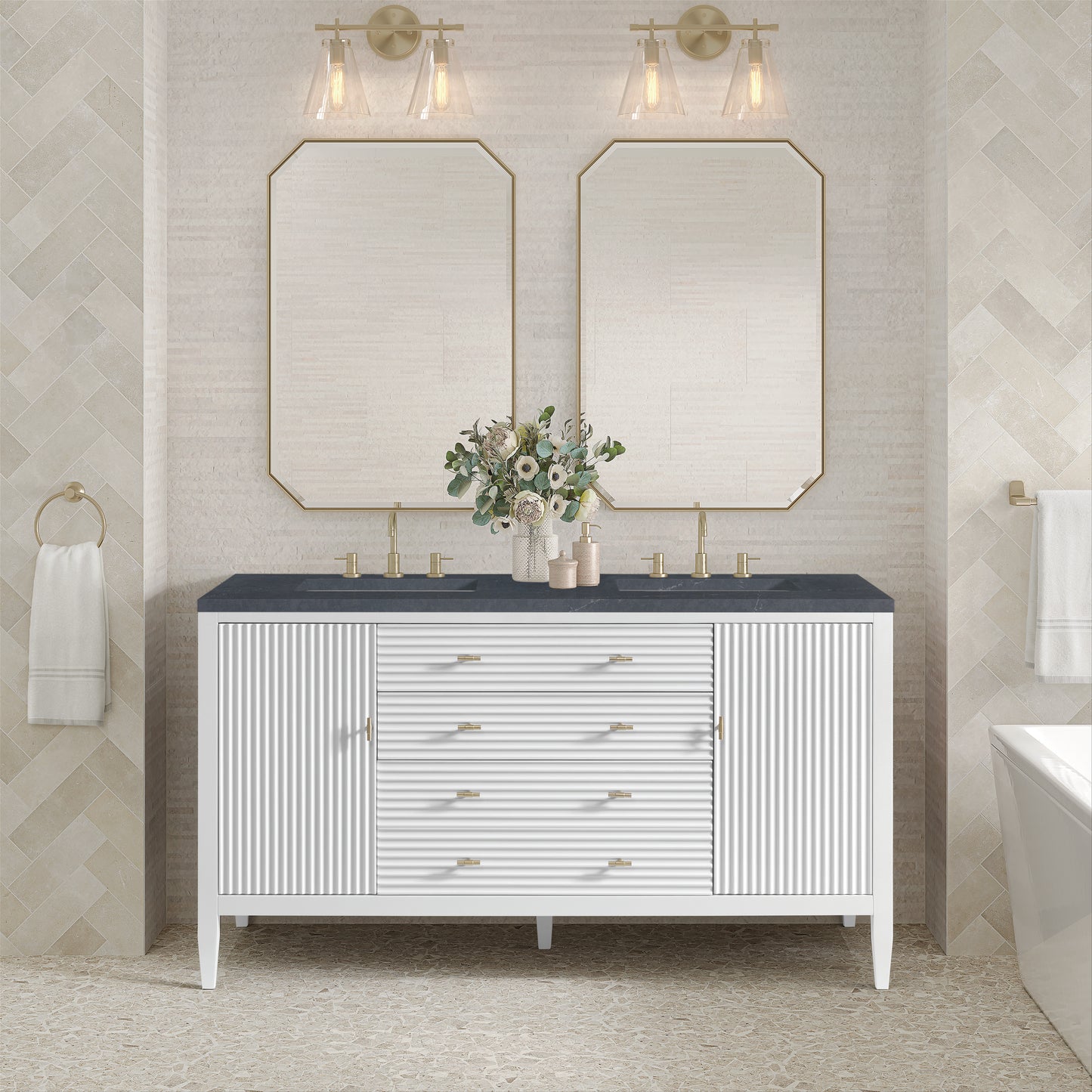 James Martin Myrrin 60" Double Vanity with 3 CM Countertop
