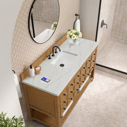 James Martin Malibu 60" Single Vanity, Amber Birch with 3 CM Countertop & FreePower Wireless Charger