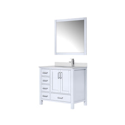 Lexora Collection Jacques 36 inch Bath Vanity, Top, Faucet Set, and 34 inch Mirror - Luxe Bathroom Vanities