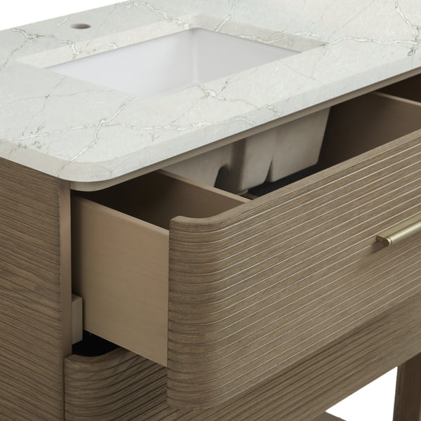 James Martin Lucian 72" Double Vanity, Pebble Oak w/ 3 CM Top - Luxe Bathroom Vanities