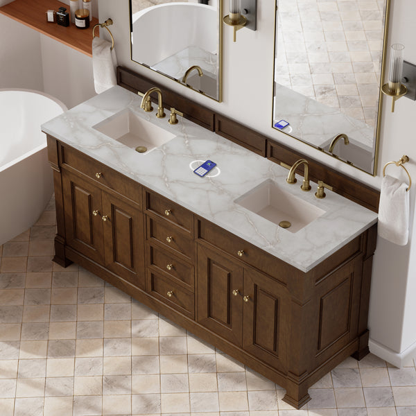 James Martin Brookfield 72" Double Vanity with 3 CM Countertop & FreePower Wireless Charger