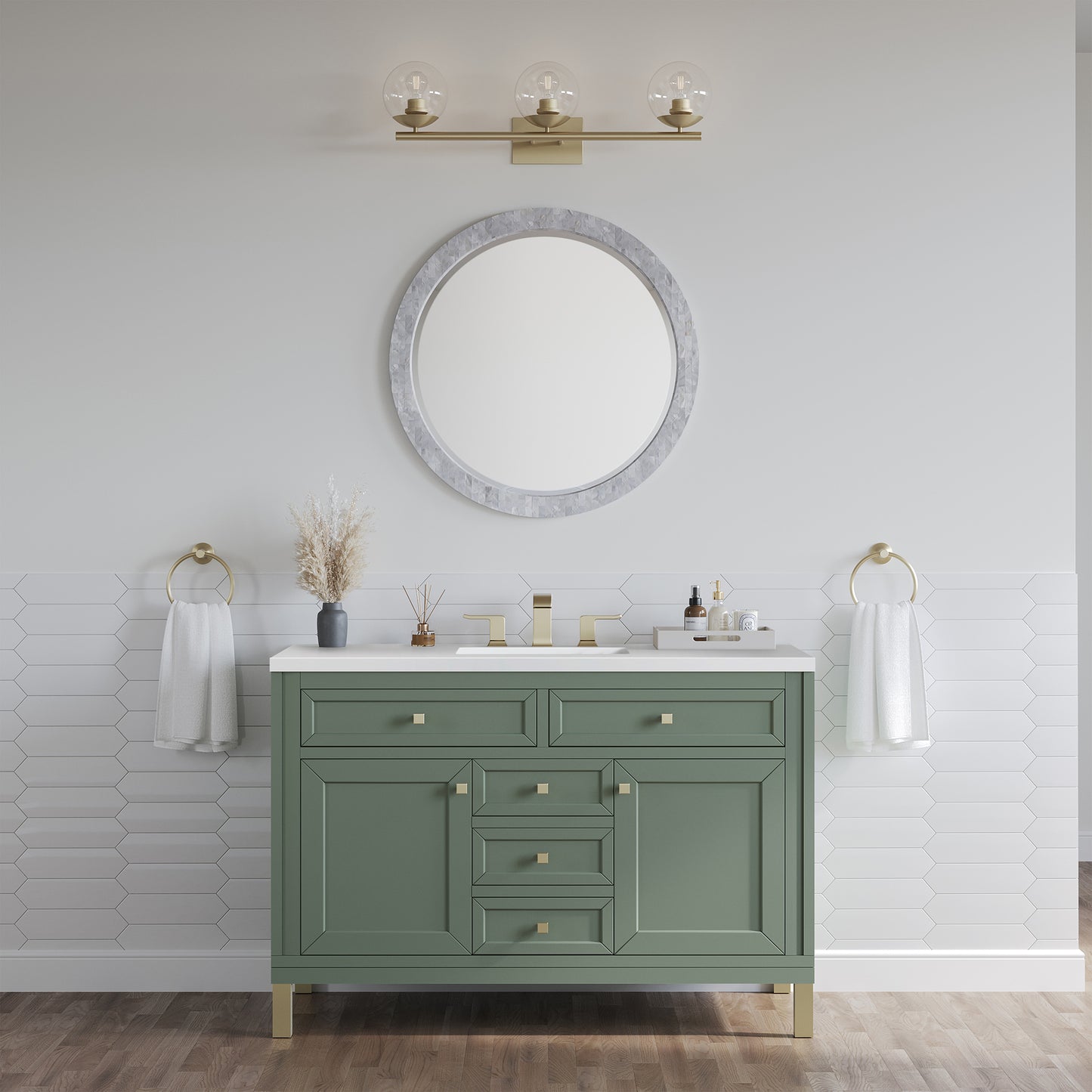 James Martin Chicago 48" Single Vanity, Smokey Celadon - Luxe Bathroom Vanities