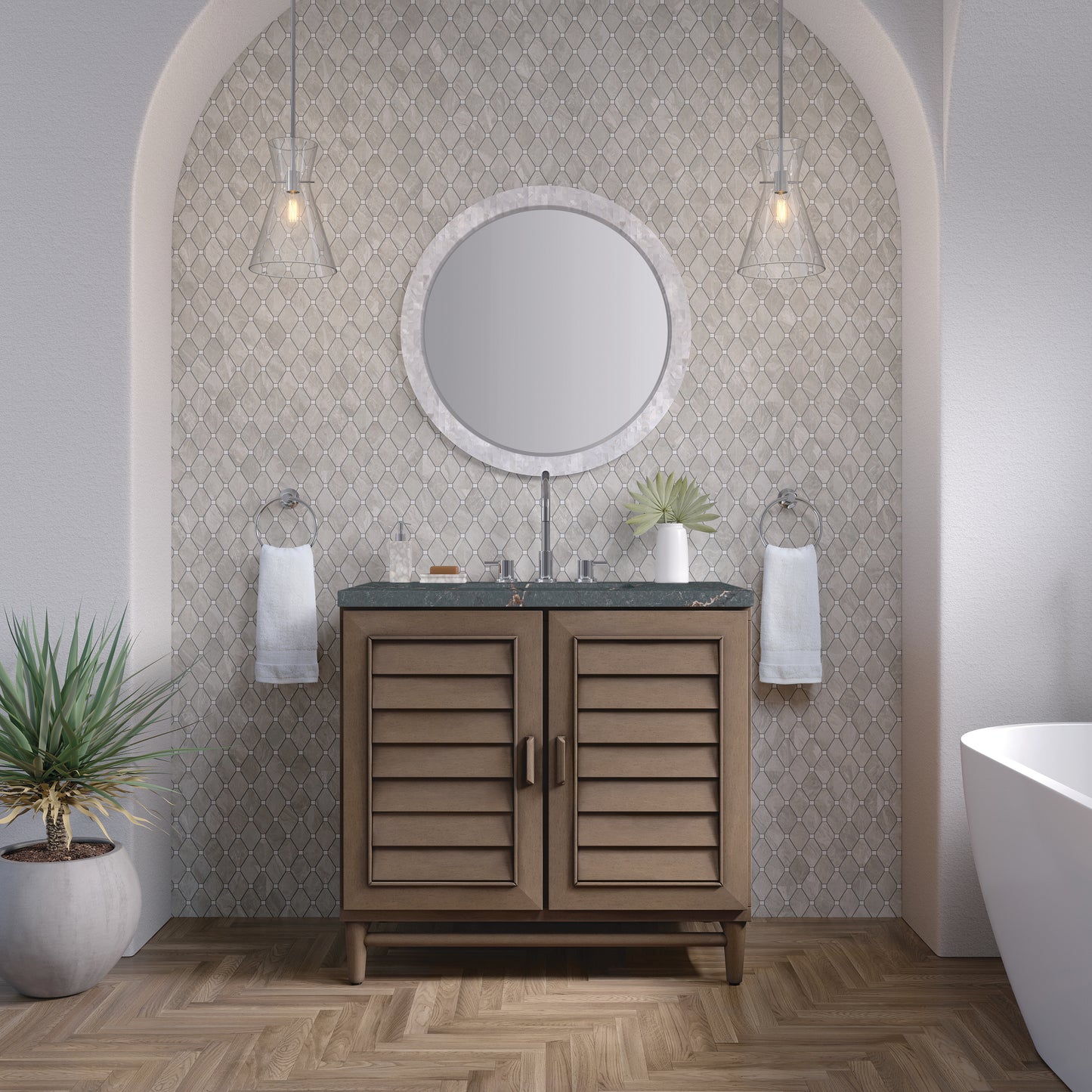 James Martin Portland 36" Single Vanity Whitewashed Walnut with 3 CM Countertop