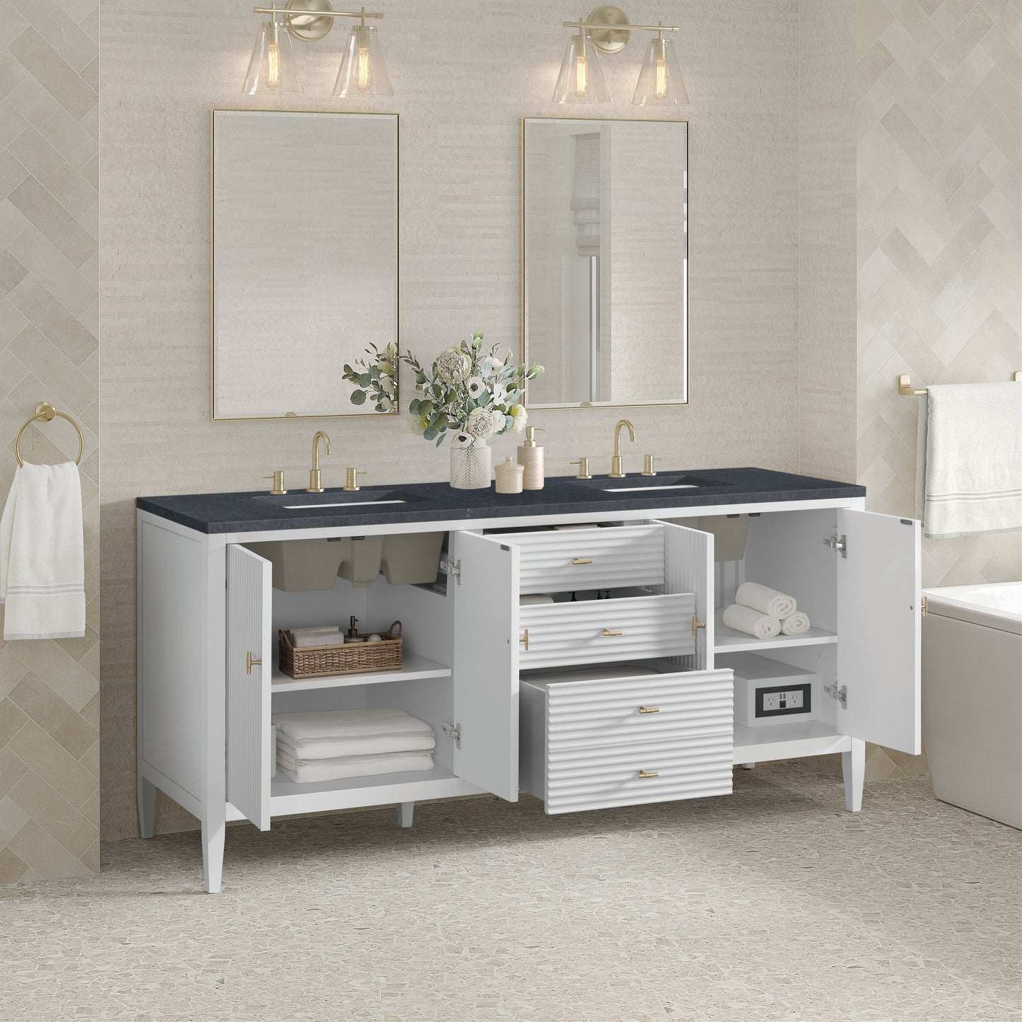 James Martin Myrrin 72" Double Vanity with 3 CM Countertop