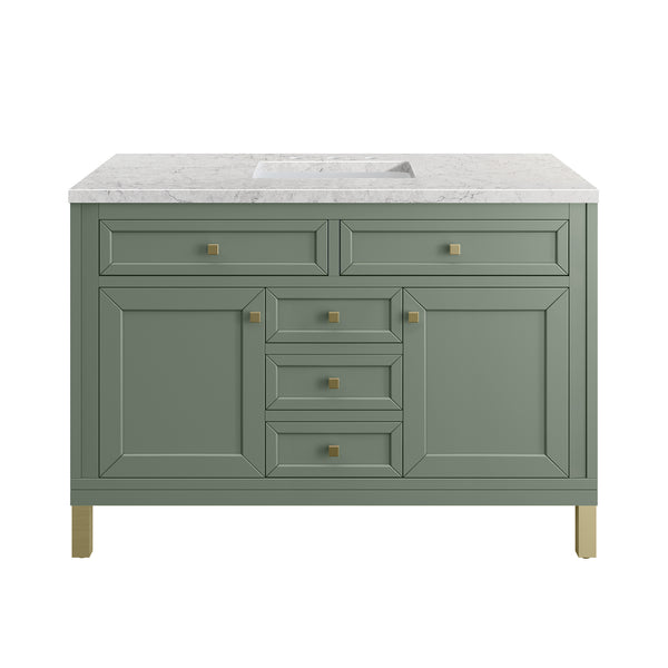 James Martin Chicago 48" Single Vanity, Smokey Celadon - Luxe Bathroom Vanities