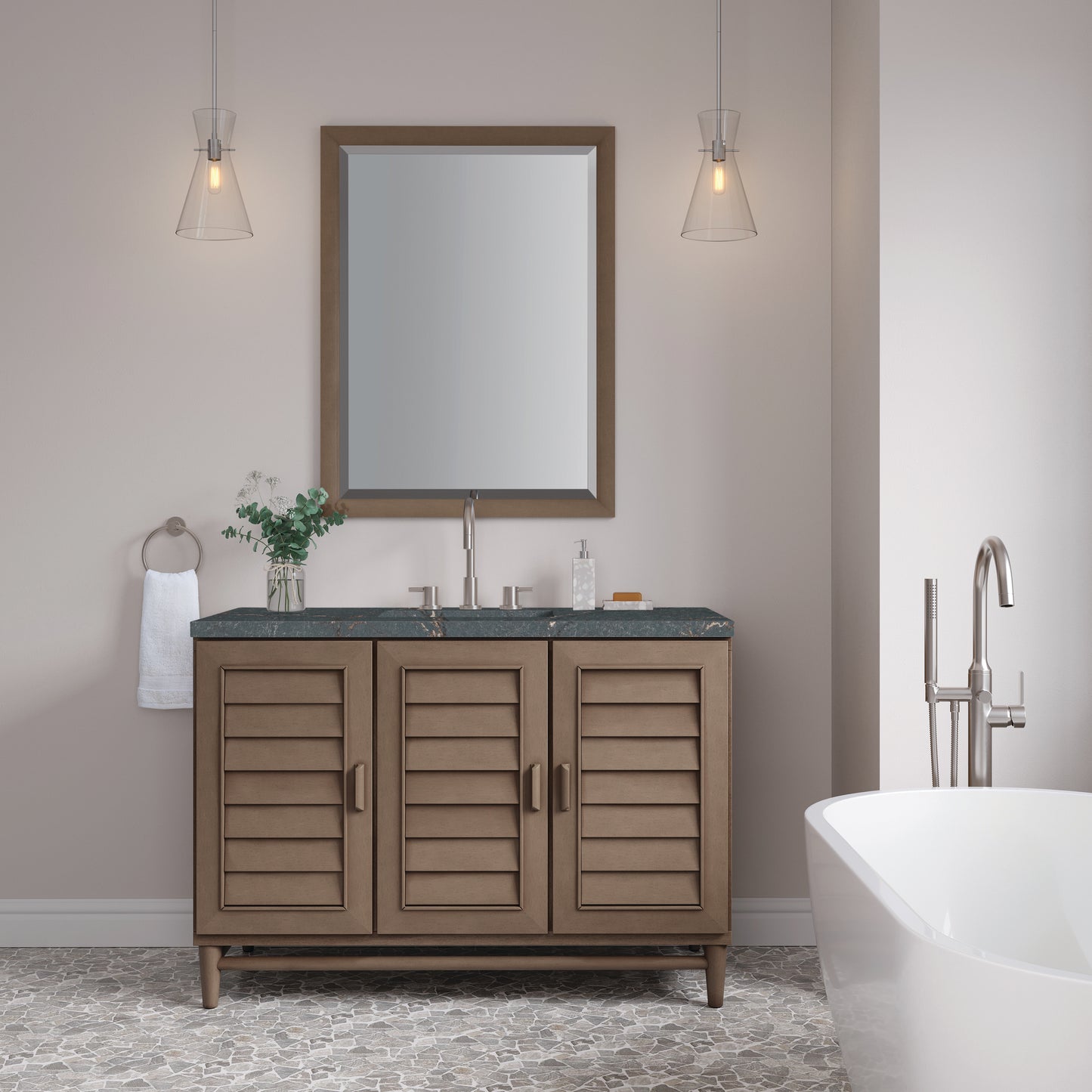 James Martin Portland 48" Single Vanity Whitewashed Walnut with 3 CM Countertop