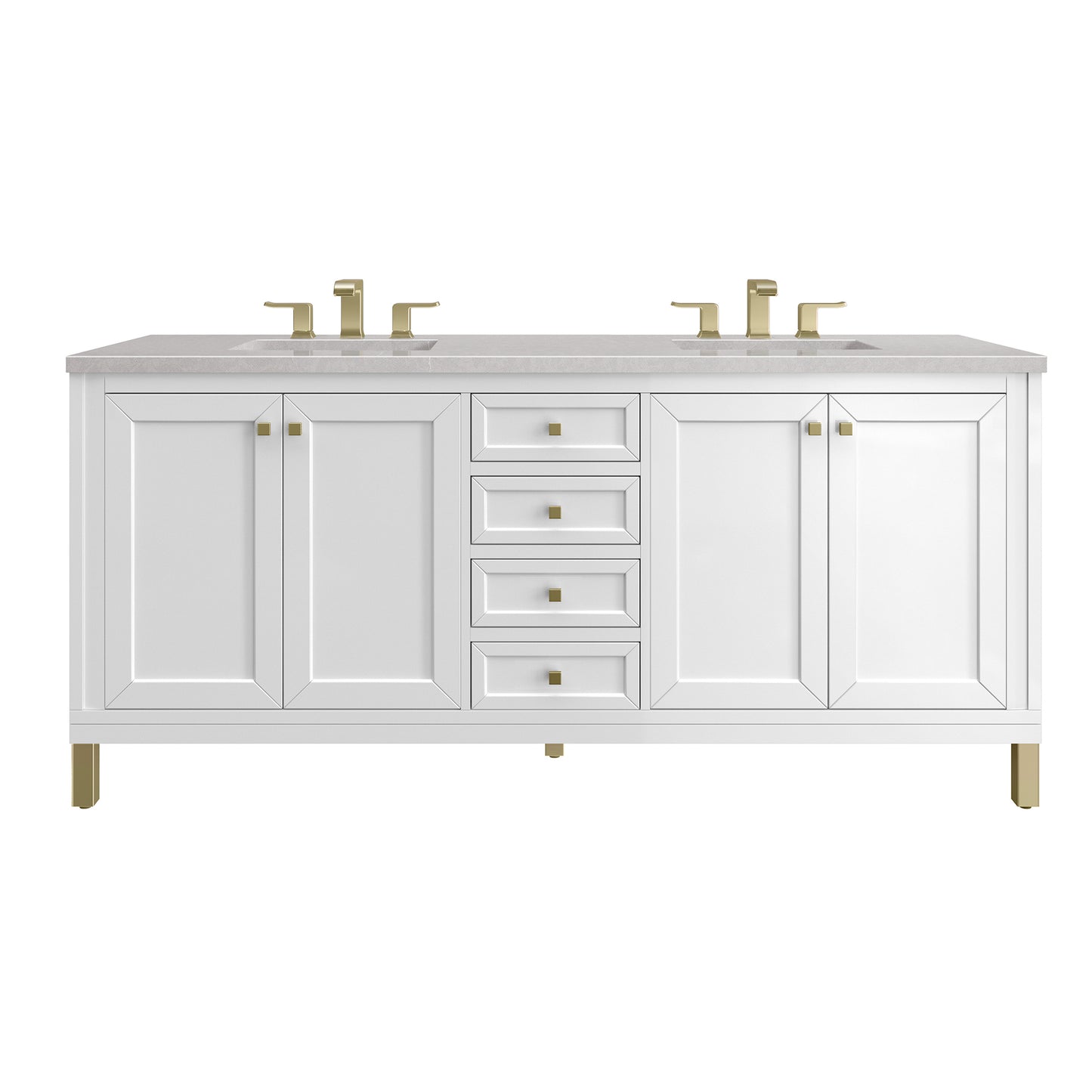 James Martin Chicago 72" Double Vanity, Glossy White - Luxe Bathroom Vanities