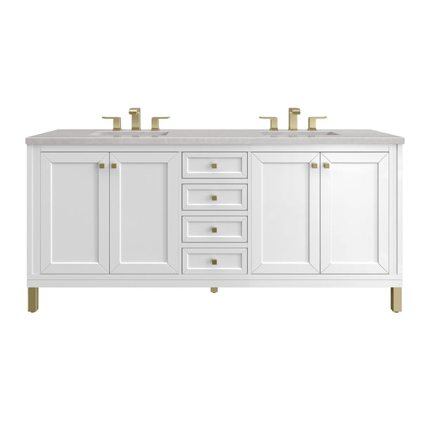 James Martin Chicago 72" Double Vanity, Glossy White - Luxe Bathroom Vanities