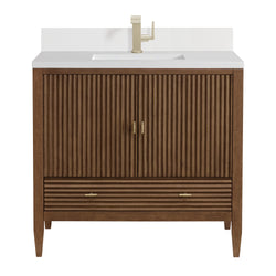 James Martin Myrrin 36" Vanity with Single Hole 3 CM White Zeus Silestone Top & Backsplash
