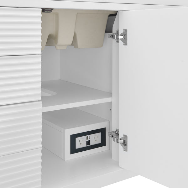 James Martin Myrrin 48" Single Vanity with Single Hole 3 CM White Zeus Silestone Top & Backsplash