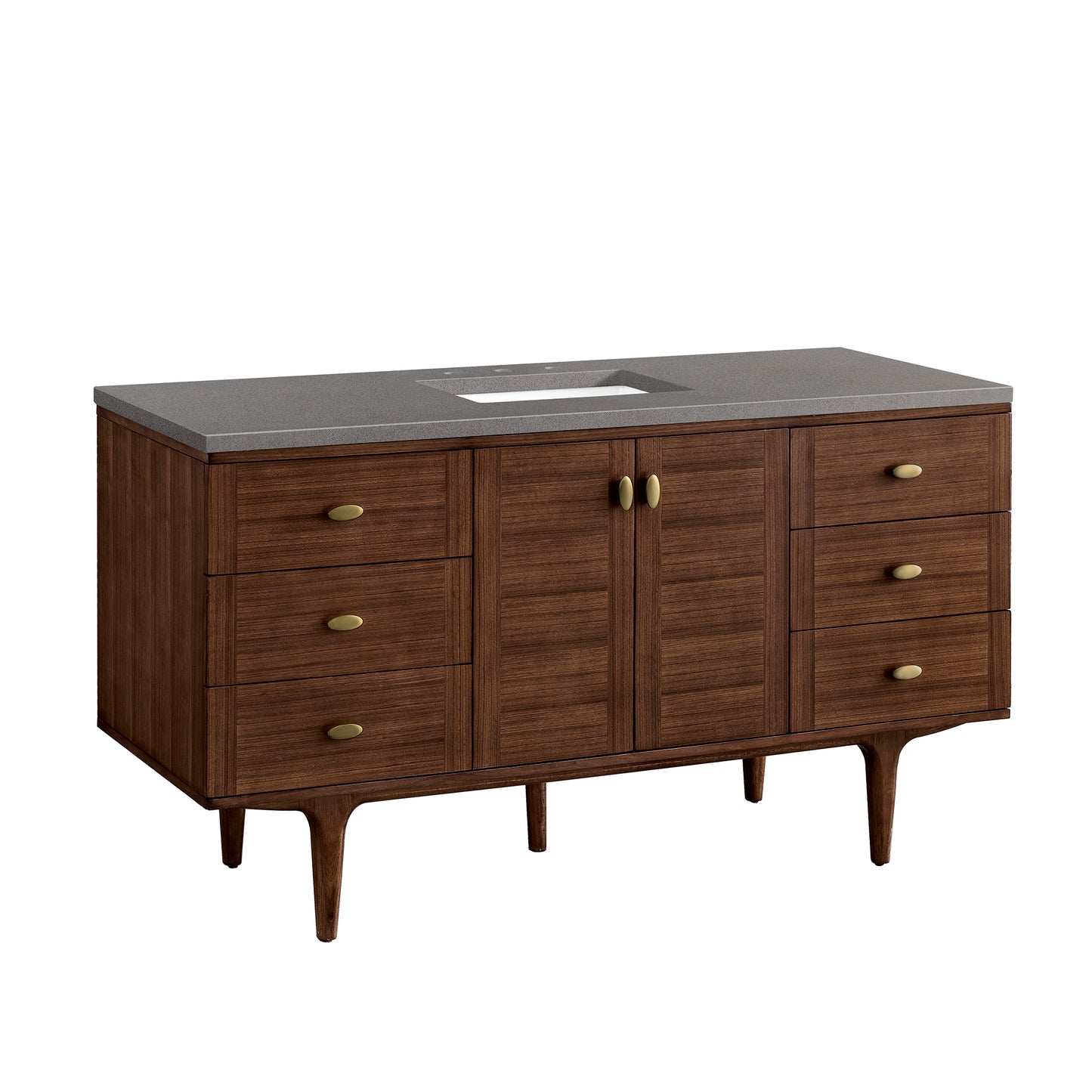 James Martin Amberly 60" Single Vanity, Mid-Century Walnut