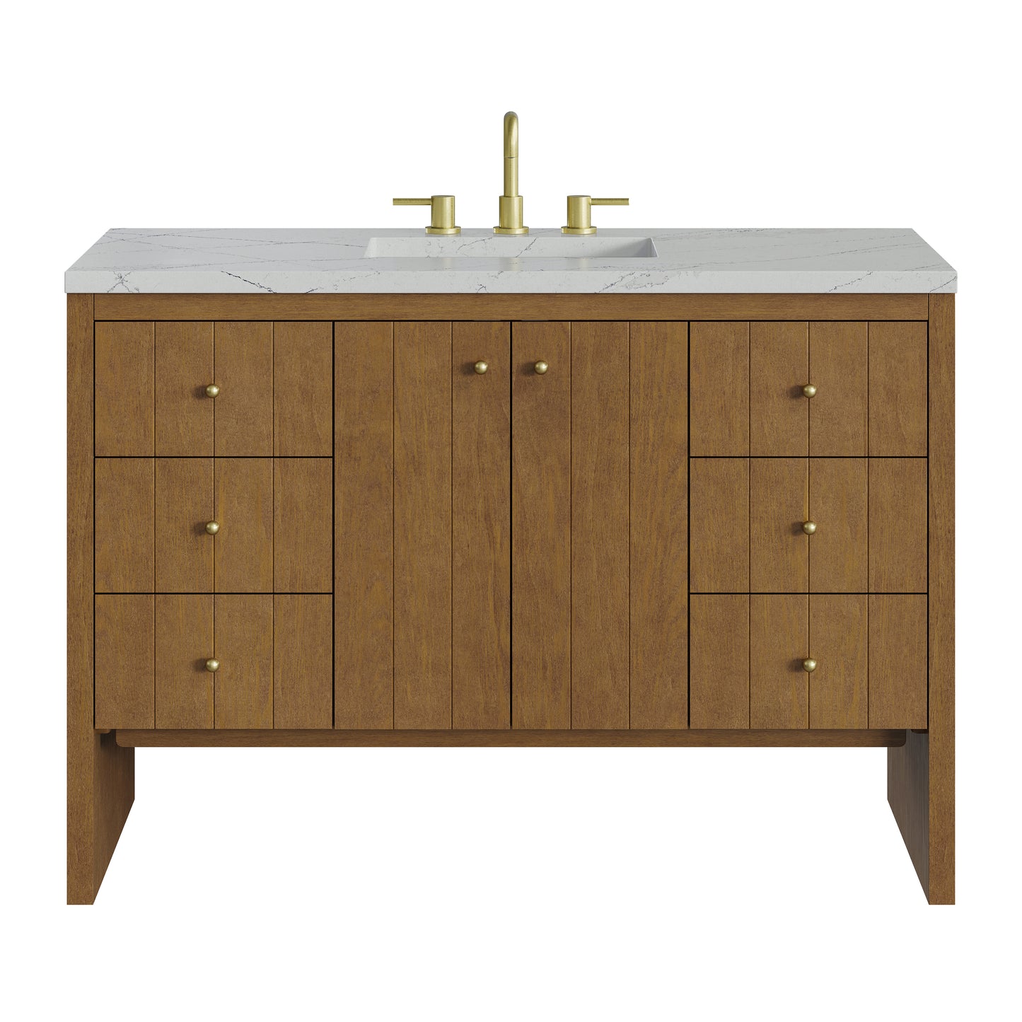 James Martin Hudson 48" Single Vanity Honey Oak w/ 3 CM Countertop & FreePower Wireless Charger