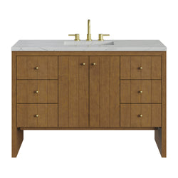 James Martin Hudson 48" Single Vanity Honey Oak w/ 3 CM Countertop & FreePower Wireless Charger