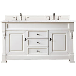 James Martin Brookfield 60" Double Vanity Vanities James Martin Bright White w/ 3 CM Arctic Fall Solid Surface Top 