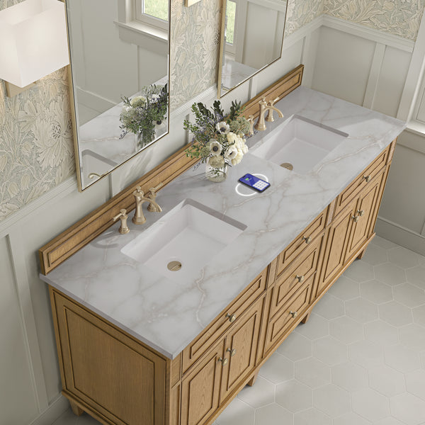 James Martin Lorelai 72" Double Vanity with 3 CM Countertop & FreePower Wireless Charger