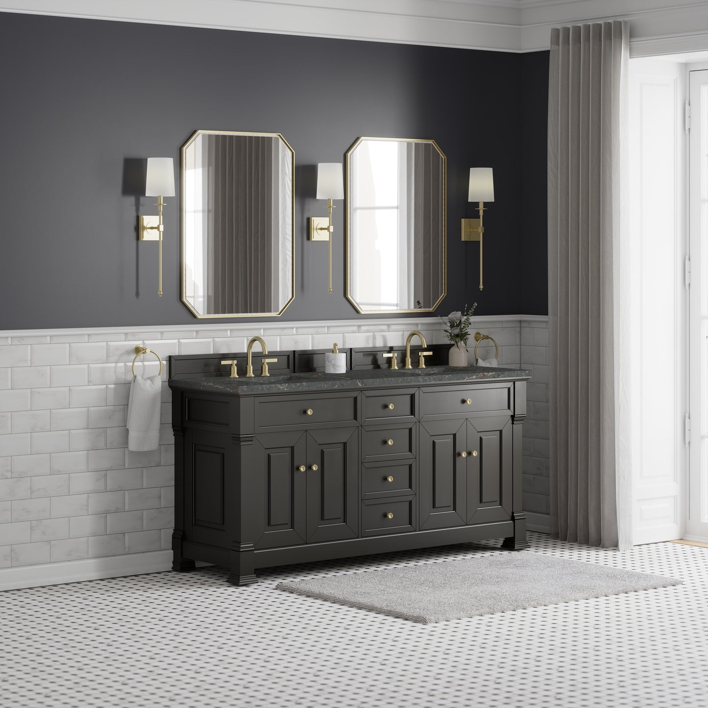 James Martin Brookfield 72" Double Vanity with 3 CM Countertop & FreePower Wireless Charger