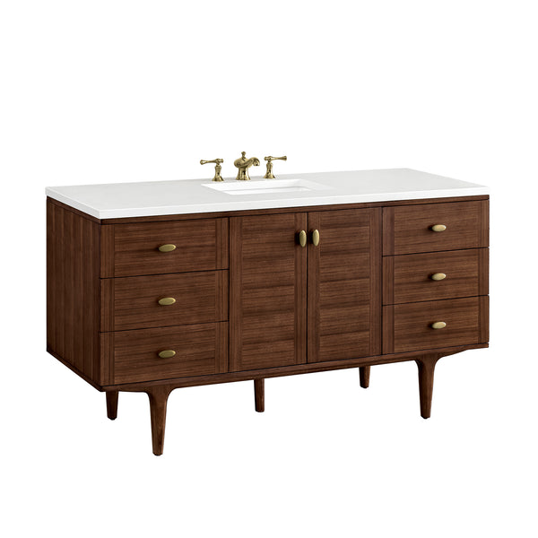 James Martin Amberly 60" Single Vanity, Mid-Century Walnut