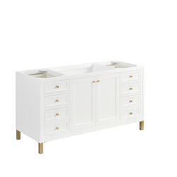 James Martin Chicago 60" Single Vanity with Single Hole 3CM White Zeus Silestone Top & Backsplash