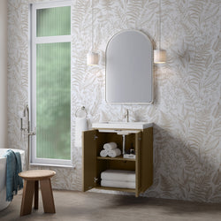 James Martin Chianti Single Floating Vanity with White Glossy Composite Stone Top