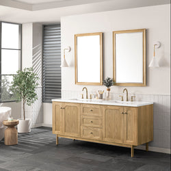 James Martin Laurent 72" Double Vanity, Light Natural Oak