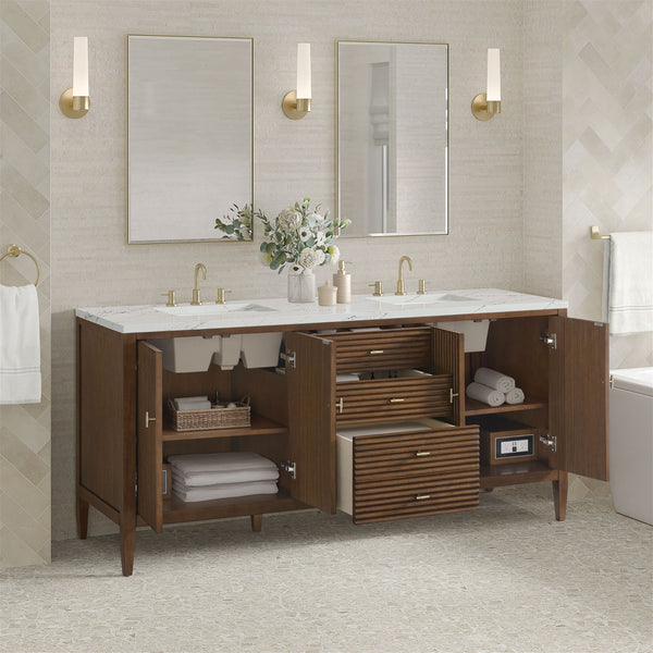 James Martin Myrrin 72" Double Vanity with 3 CM Countertop & FreePower Wireless Charger
