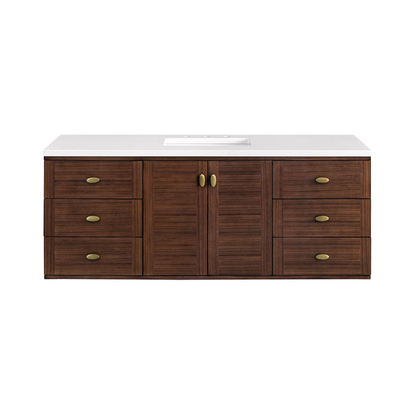 James Martin Amberly 60" Single Vanity, Mid-Century Walnut