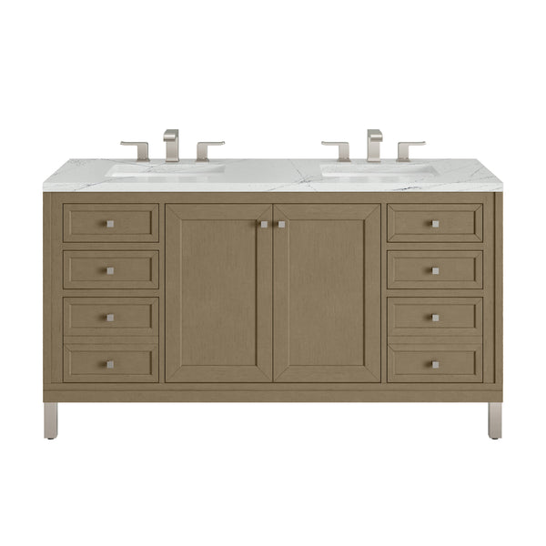 James Martin Chicago 60" Double Vanity with 3 CM Countertop & FreePower Wireless Charger