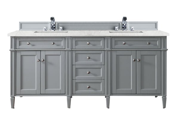 James Martin Brittany 72" Double Vanity with 3 CM Countertop & FreePower Wireless Charger