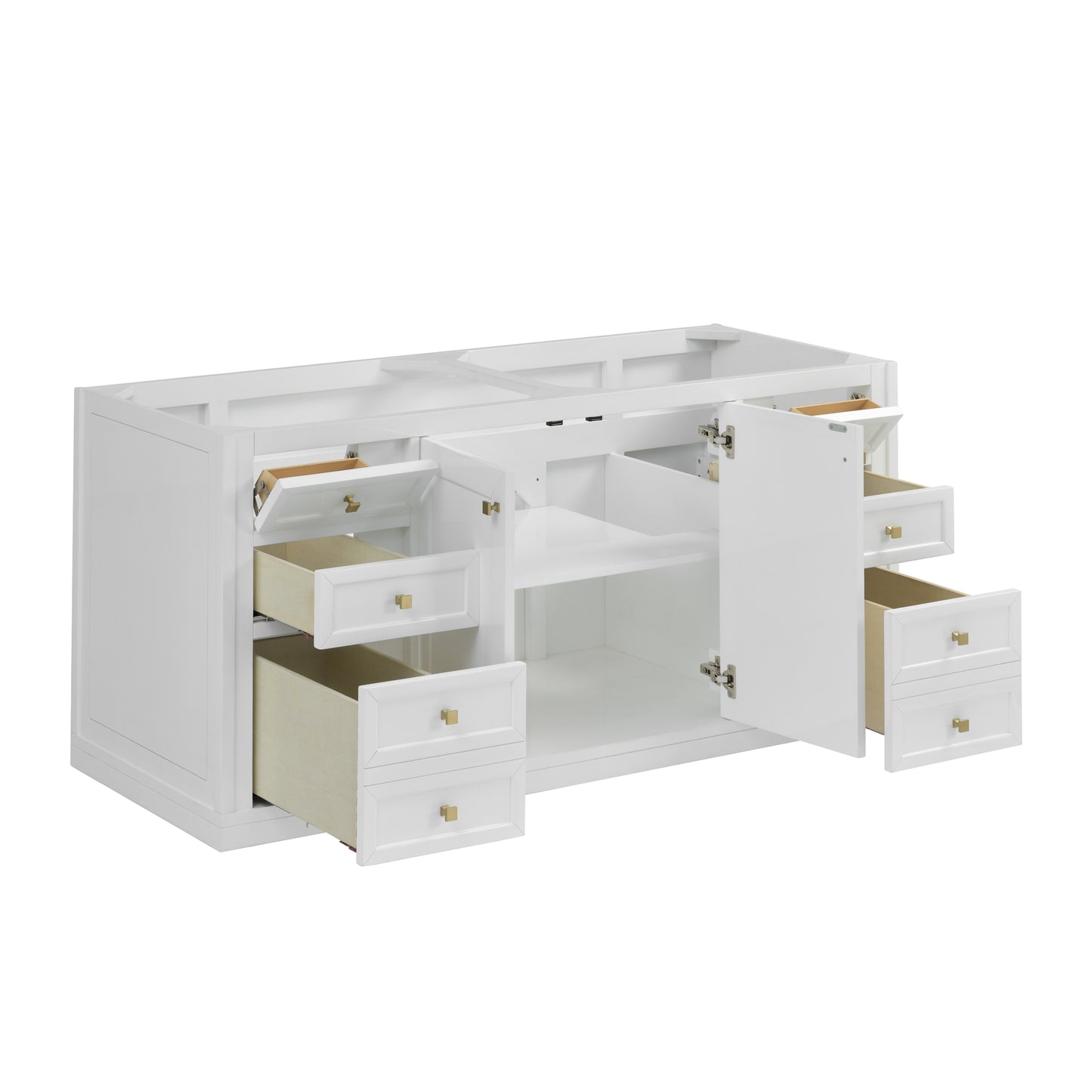 James Martin Chicago 60" Double Vanity with Single Hole 3CM White Zeus Silestone Top & Backsplash