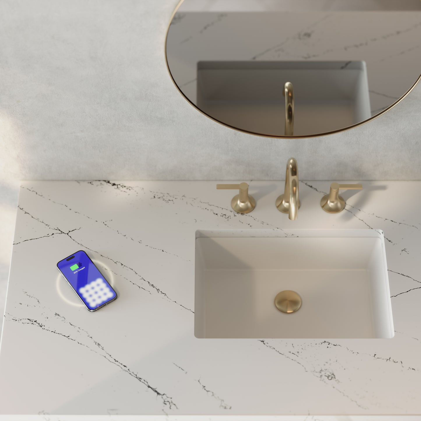 James Martin Laurent 48" Single Vanity with 3 CM Countertop & FreePower Wireless Charger