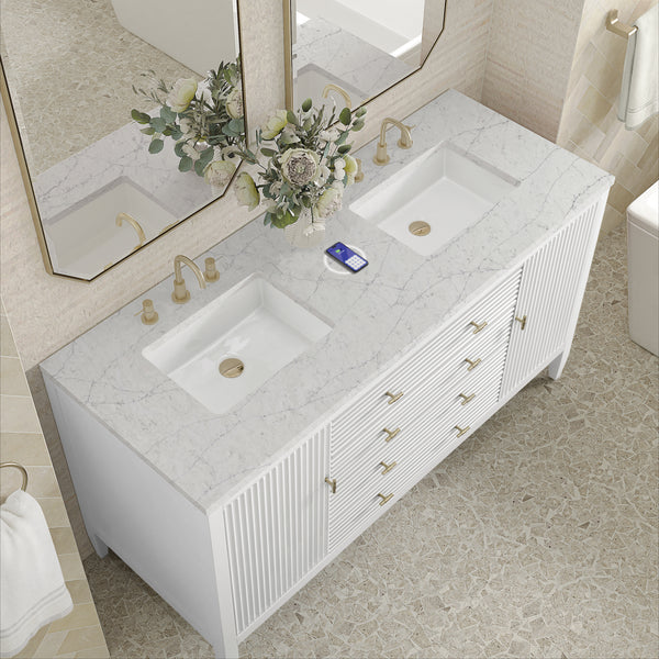 James Martin Myrrin 60" Double Vanity with 3 CM Countertop & FreePower Wireless Charger